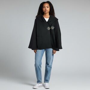 Smythe Les Vestes Wool Coat Metal Clasp Closure Oversize Hood Sz 8